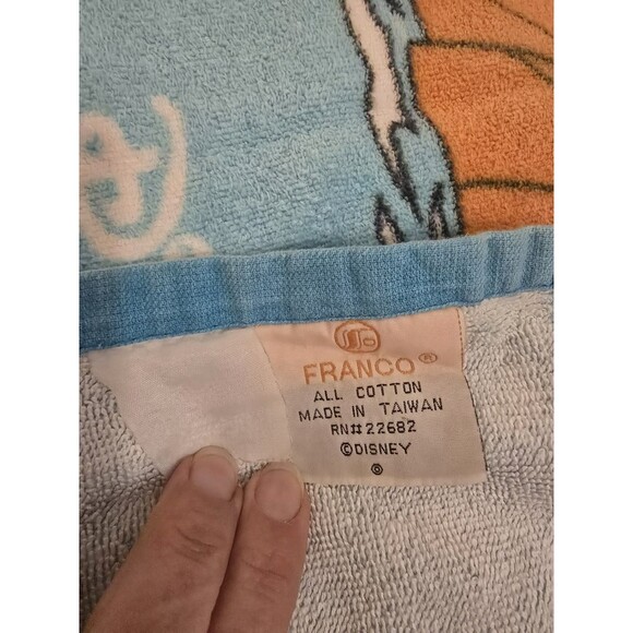 The Little Mermaid Vintage 90s Franco Disney Beach Towel 30x58 Triton Ursula - Picture 8 of 10